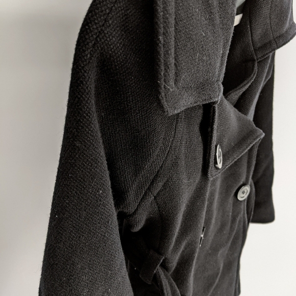 J.CREW Wool Nylon Blend Peacoat Pea Coat Belt Black Lined Double Breasted 4 - Picture 7 of 10